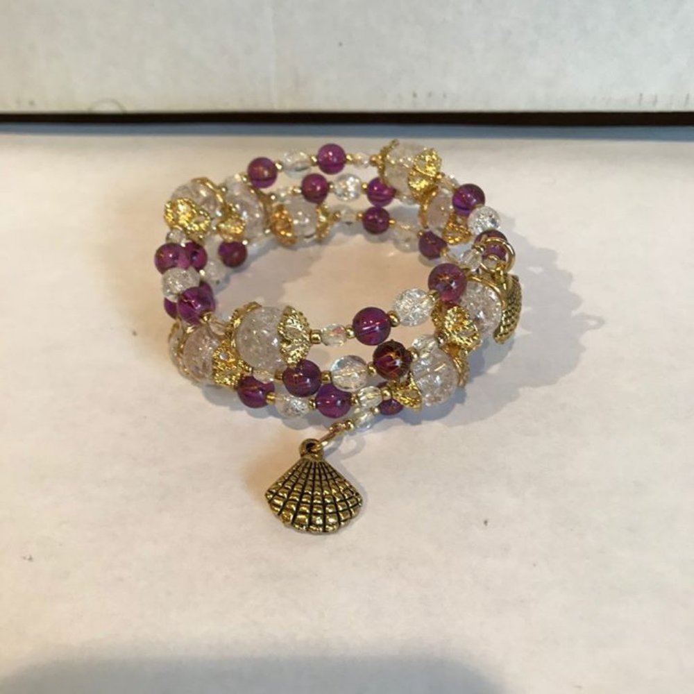 Memory Wire Nautical Bracelet-NEW/Glass Beads